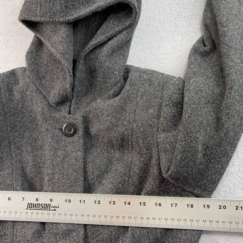 Marvin Richards Wool Hooded Coat Women' Medium Gray Long Sleeve Button Front USA - Picture 3 of 11